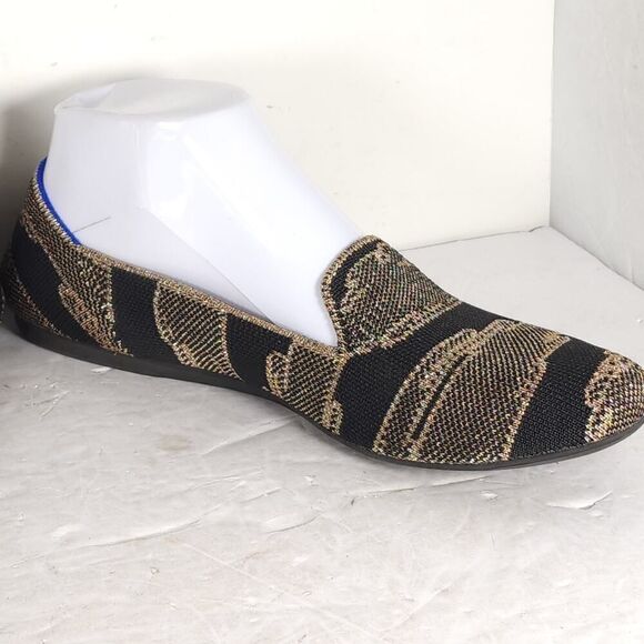 Rothy's Women's The Loafer US8,5 Black Golden Shimmer Slip On Flats Loafer Shoes - Picture 7 of 12